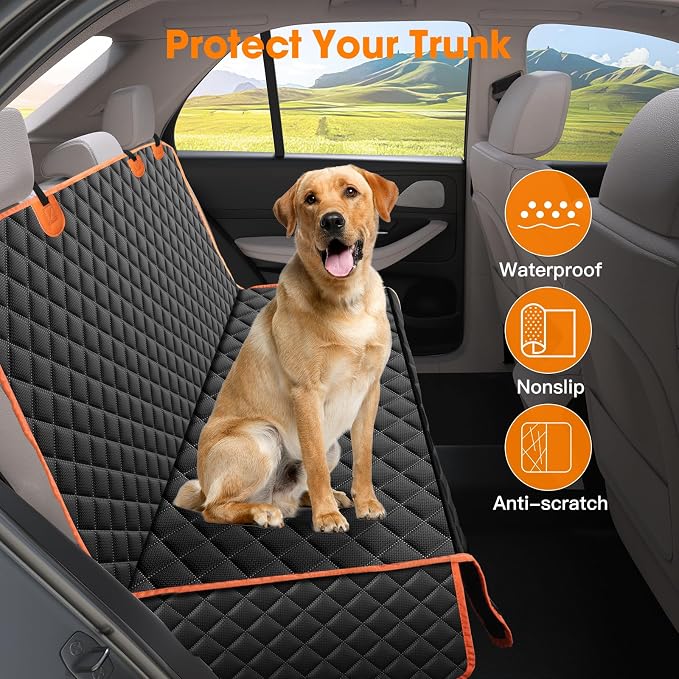 MIXJOY Truck Back Seat Cover for Dogs, Waterproof Pet Seat Covers for Trucks, Dog Cover for Truck Back Seat, Nonslip Pet Bench Seat Cover for Ford F150 F250 F350/Chevrolet Silverado/GMC/Ram
