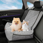 Dog Car Seat for Small and Medium Dogs, Booster Seat Sofa Pet Bed, Portable Car Travel Carrier Bed (Black Stripes-Thick Filling)