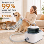Dog Vacuum & Dryer for Dogs, 9 in 1 Dog Grooming Kit with Metal Blade Pet Clippers, Adjustable Speed and 3 Heat Settings Blower