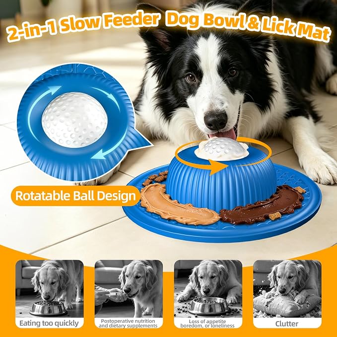 Multi-Purpose Silicone Slow Feeder & Lick Mat for Dogs & Cats (Blue)