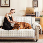 Couch Cover for Dogs Washable,Non-Slip Fuzzy Sofa Covers for Pets | Thick Soft Furniture Protector Fits Loveseat & Sectional,Against Fur&Dirt(Ivory, 1pc/36"x58"/Seat Cover)