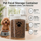 5-7Lbs Dog Storage Container with cleaning brush and Measuring Cup | Airtight Portable Pet Food Containers with Upgraded Large Spout and Cup for Dogs,Cats,Birds,2 Packs（3L+5L） White
