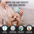 Tauro Pro Line Deshedding Wooden Brush for Dogs & Cats, Medium (M), Mint | Dematting & Detangling, for Mid-Length to Long Coats, Round Flexible Cushion, Ideal for Cocker Spaniels