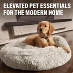 Active Pets Premium Small Donut Dog Bed, Fits Up to 45 lbs, Machine Washable Cushion, Plush Long Pile Faux Fur Fabric, Portable Light Grey Pet Bed Furniture for Puppies Adult Canines & Cats