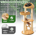 SHODMI Modern Cat Tree Tower for Large Indoor Cats, 53-Inch, 2 Basket Beds | 8 cm thick sisal scratching posts, 20.5-inch wide stable base, rubberwood frame, sisal stairs, plush & cooling mats