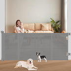Pawtners Retractable Baby Gates, 41" Tall Extends up to 71" Wide, Gray | Extra Wide Dog Gate Indoor with for Stairs, Pet Gate with Support Rods for Doorways Hallways Indoor & Outdoor