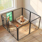 FXW AuraSpace Pro Acrylic & Wire Mesh Indoor Dog Playpen, 24" H, 8 Panels | Clear View, Heavy-duty Metal, Flexible Layouts, Easy Walk-Through, For Puppies & Small Dogs, Patented