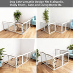 ZJSF Freestanding Dog Fence Indoor, Foldable Dog Gate for Doorways, Stairs or Hallways, Sturdy Wood Extra Wide Pet Gate with Support Feet for The House, White, 24 "Height-6 Panels