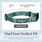 Lucky Love Dog Collar, Beautiful & Vivid Pattern Large Boy Dog Collars, Easy On & Off Clasp Accessory (Blue Laguna, L)