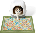 Cat Litter Mat, 24"x15" High-Density PVC Cat Litters Trapping Mat, Waterproof & Non-Slip Backing, Litter Box Catcher, Soft on Kitty Paws, Easy Washable Pet Supplies Bean-Green