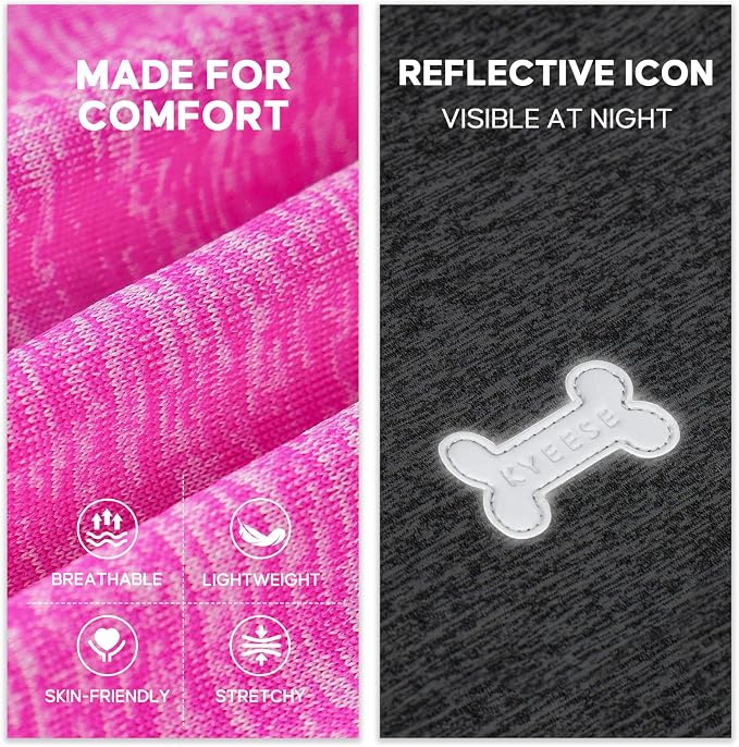 KYEESE 2Pack Dog Shirt, Lightweight Sun Protection Sleeveless Dog T Shirts for Small Dogs Girl, Breathable Pet Reflective Tank Top Summer Dogs Clothes for Outdoor Walking, Grey+Hotpink, L