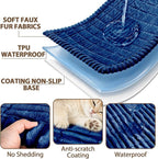 FUANGUI 2 Pack Waterproof Couch Cover for Dogs Pets Sofa Protector | Non-Slip Washable Fuzzy Soft Sofa Slipcover for 2 PCS L Shaped Sofa Pet Friendly, 27.6" x 70.9"+27.6" x 82.7", Navy Blue