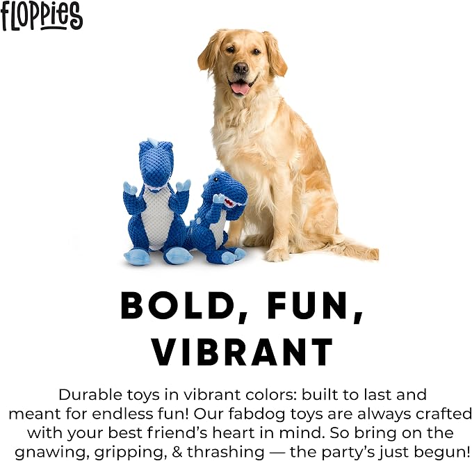 fabdog Floppies Plush Dog Toy - Cute & Durable Squeaky Dog Toys - Best Squeak Toy for Puppies and All Breeds | Ideal Pet Gift| Small T-Rex