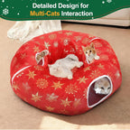 Cat Tunnel Bed for Indoor Cats, L Christmas Tree Skirts Washable Warm Soft Indoor Cat Donut Tunnel, Multifunctional Cat Interactive Playground Toys for Felines Pet Christmas Tree Decoration