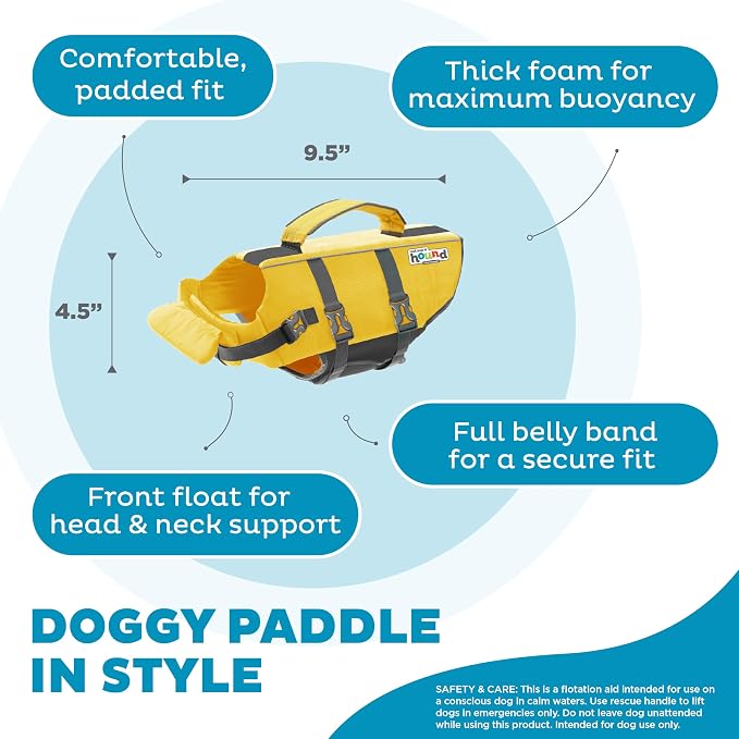 Outward Hound Granby Splash Yellow Dog Life Jacket, XS