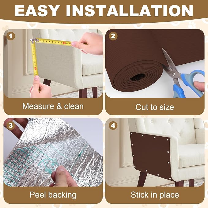 78.7"x15.8" Cat Scratching Mat Self Adhesive Furniture Protector Trim Fit | Stop Cat Scratching Furniture With Thick Felt Protector, Strong Adhesive, Easy Trim, Protects Couch Sofa Wall Instantly