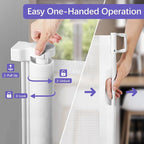 Reinforced 42" Tall Baby Gate 96" Wide Retractable Dog Gate Indoor/Outdoor | Tall Retractable Gate Prevent Crawling Under, Easy One-Hand Operation Safety Lock, Scratch-Resistant Mesh, Easy Install/White