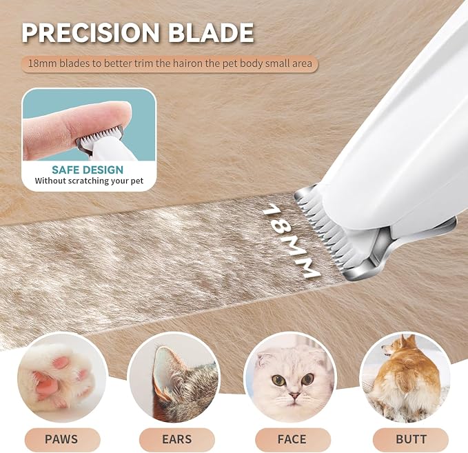 2026 New Pet Precision Trimmer, Dog Paw Trimmer with LED Light, Ultra Quiet | IP68 Waterproof, Dual-Speed Motor, Suit for Trimming Paw, Ear, Face, Butt, Eyebrows, USB Rechageble