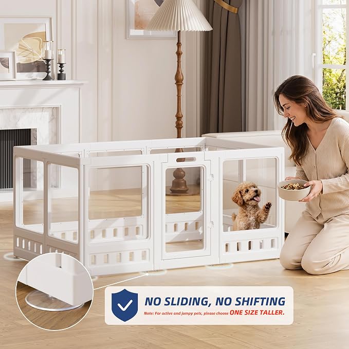 Clear-air Dog Playpen, Extension Pack to Add Panels and Gate Doors for Acrylic Dog Playpen, Clear Dog Play Pen Add-On Supply, 30", 2 Panels, White