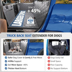 Btefd XL Hard Bottom Dog Seat Cover for Dogs for Full-Size Crew Cab Trucks | Back Seat Pet Hammock for F150, RAM1500, Sierra, Tundra, Silverado, Titan, Holds 420lbs, 45% Extender Space, Waterproof