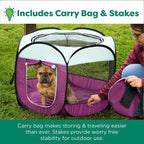 Furhaven Portable Dog Playpen Cat Tent, Pet Playground,Kennel Foldable Indoor Outdoor Zippered Puppy Crate - Purple, Small