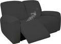 Easy-Going 100% Dual Waterproof Recliner Loveseat Cover, 6-Pieces Stretch Relining Sofa Cover with Pocket, Jacquard 2 Seat Sofa Slipcover Leakproof Washable (Loveseat, Dark Gray)