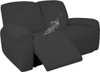 Easy-Going 100% Dual Waterproof Recliner Loveseat Cover, 6-Pieces Stretch Relining Sofa Cover with Pocket, Jacquard 2 Seat Sofa Slipcover Leakproof Washable (Loveseat, Dark Gray)
