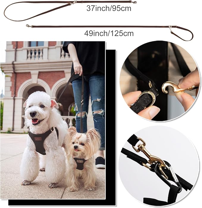 Puppytie Dog Harness and Leash Set, Black, M (16.5-31 lbs) | Harness Small Size Dog, Dog Leash for Small Dogs, Soft Lightweight and Adjustable, Small Dog Harness for Daily Walks