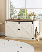 Hzuaneri Cat Litter Box Enclosure, Hidden Litter Box Furniture with Divider | Wooden Cat Cabinet with Removable Dividers, Reversible Entrance Left or Right Side, Cat Washroom, Rustic White Brown CB84714X