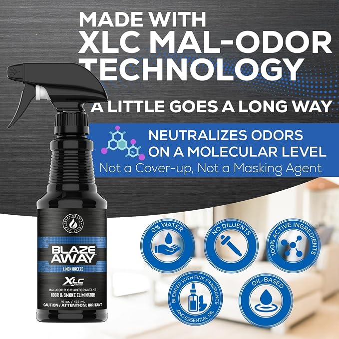 Blaze Away Linen Breeze Odor Eliminator Spray (16 Fl Oz) | Commercial Air Freshener • Professional-Strength • Long-Lasting • for Smoke, Pet, Bathroom, Vehicle, Hotel & Commercial Space