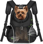 WOYYHO Pet Dog Carrier Backpack, Ventilated Mesh Small Dog Front Backpack | Breathable Puppy Back Pack, with Safety Belt, Storage Pockets, for Travel Hiking Cycling Outdoor Adventures, Black, L