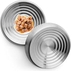 CatGuru Cat Bowls, Whisker Friendly Food Bowl for Indoor Cats, Reliefs Whisker Fatigue, Wide Kitten Dish, Non Slip Pet Dishes, Shallow Pet Plates (Stainless Steel, (Pack of 2))