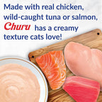 INABA Churu Cat Treats, Lickable, Squeezable Creamy Purée with Vitamin E, 0.5 Ounces per Tube, 100 Tubes Total, Tuna Variety