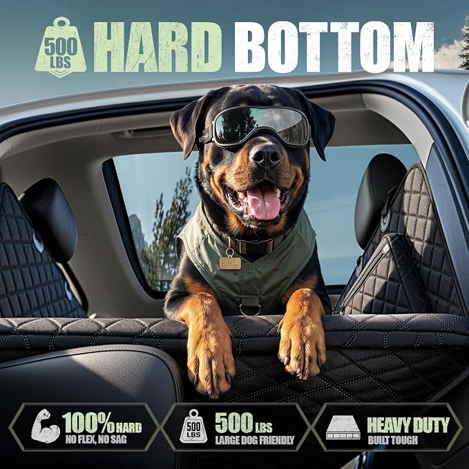 Rorhxia 3-in-1 Dog Car Seat Cover for Back Seat with Road Trip & Daily Mode | 3 Modes for Full Pet / Storage / Passenger, 500 lbs Hard Bottom Supports, 45% More Space, 100% Waterproof, 7-Layer Protection
