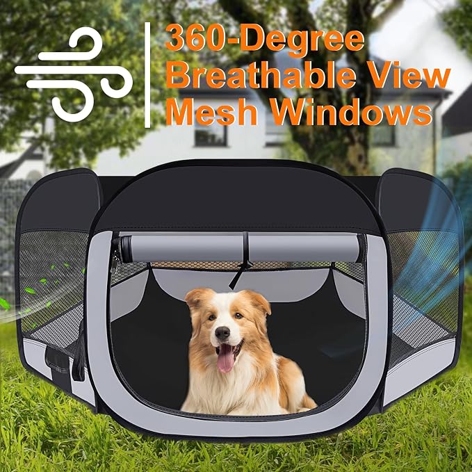 Dog Cat Playpen,Portable Pet Puppy Playpen,Rabbit Puppy Dog Play Pen for Indoors,Dogs Tent for Indoor Cats,Kitten Playpen,Collapsible Small Cats Crate Cage for Small Dogs with Carrying Case(Grey, M)