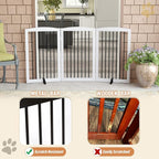 PUPETPO Freestanding Pet Gate for Dogs, Foldable Wooden Dog Gate for House Indoor, Tall Pet Fence for Stair, Doorway,Hall, Support Feet Included, 3 Panels 32",White