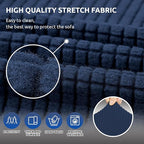 Stretch Couch Covers for Sofa, 3 Cushion Couch Slipcover,Navy Blue | 1-Piece Washable Sofa Cover Pet Friendly(78"-94") Furniture Protector Soft Jacquard, Elastic Bottom for Dogs & Kids