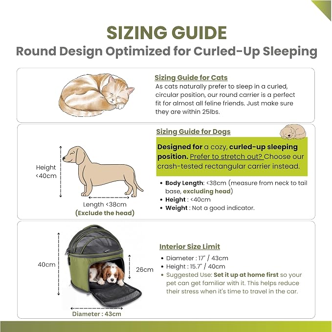 Crash-Tested Small Dog Car Seat | CPS Certified Crash Protection | 3-in-1 Portable Dog Car Seat, Indoor Enclosed Cat Bed & Round Pet Carrier | 5 Star Crash-Tested & Rated for Safe Car Travel.