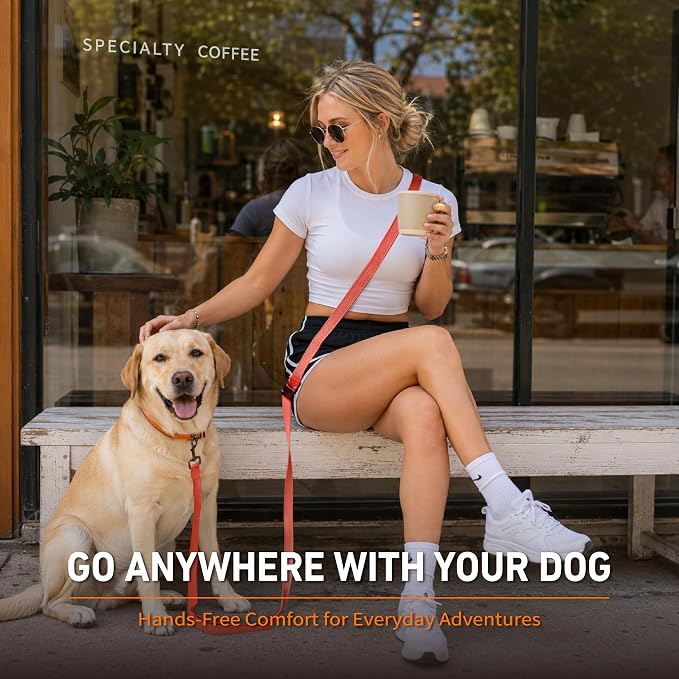Hands Free Dog Leash,Galaxy Reflective,Crossbody Dog Leash,Orange | Galaxy Reflective • High Visibility • Emergency Control Handle • Heavy-Duty Hardware