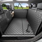 REEVAA Dog Car Seat Cover for Back Seat, Hard Bottom, L, Black | 450 lbs Extender, 45% More Space for 2-4 Large Dogs, Waterproof, Zippered Mesh Window, Fits for SUV Medium Truck