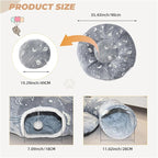 Large Cat Tunnels Bed Tube for Indoor Cats Under Christmas Tree Glows in The Dark Cat Tunnel with Cushion and Plush Ball Toy Longer Playground Toys for Dog Puppy Kitten Pet Gray
