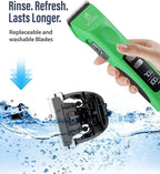 Professional Dog Grooming Clippers with 17H Runtime & Replaceable 440C Blade, 5-Speed Low Noise Electric Dog Shaver for Thick, Matted, Curly Hair, Cordless Clipper for Groomer & Home Use, Green