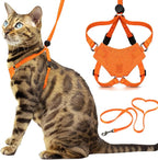 Houdini™ Escape Proof Cat Harness and Leash (Orange, M/L) | Adjustable walking vest with 6ft lead, breathable mesh, secure snug fit, lightweight for travel, hikes and daily adventures