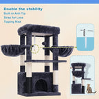 Hey-brother Cat Tree Tower with Large Platform, Spacious Condo, MPJ060G | 35.4 Inches, 2 Cozy Hammocks, Self-Grooming Brush, Sisal Scratching Posts for Big Indoor Adult, Maine Coon, Smoky Gray