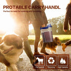 TIOVERY Dog Food Storage Container, 5-7 Lbs Airtight Pet Food Container, Cat food Container Dispenser with Portable Handle, Pouring Spout and a Collapsible bowl for Dogs Cats Navy Blue/6Qt