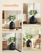 Feandrea Plant Cat Litter Box Enclosure with Artificial Plant, Enclosed Hidden Litter Box Furniture with Door, Carbon Filter, Odor Control, Pebbles, Scoop, Brush, Ink Black UPPT006B101