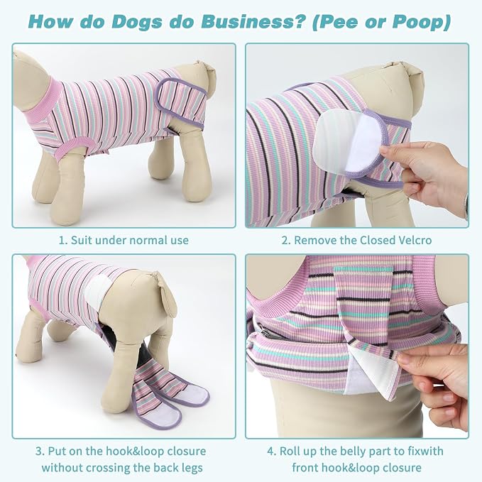 2 Packs Breathable Cotton Dog Recovery Suit for After Neuter Spay Abdominal Wounds Protector, Professional Anti-Licking Onesies for Male Female Pets Surgery Bandages, S Textured Bule Purple