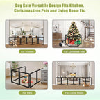LZRS Extra-Wide Clear Dog Gate for Indoor Use - Transparent Pet Fence with Solid Hardwood and Plastic Board, Stylish & Durable freestanding Pet Gate for Doorways, Stairs and Hallways-6 Panel Black