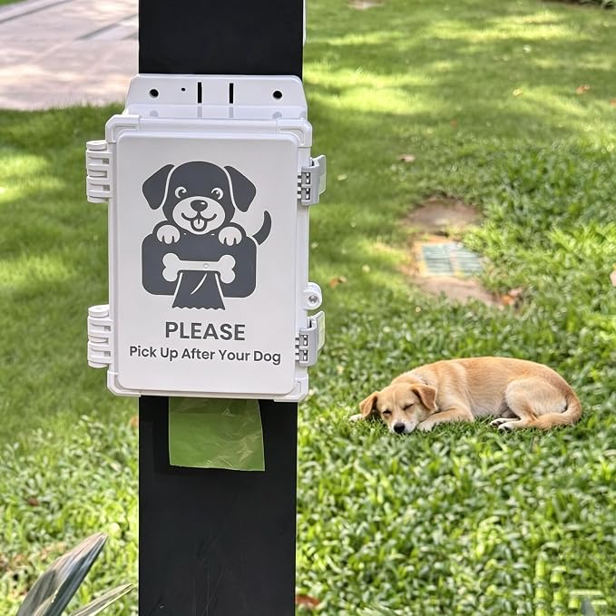 Dog Poop Bag Dispenser Wall Mounted - Waterproof Outdoor Pet Waste Bag Dispenser for Yard, Fence & Post | Yard-Friendly Waste Bag Container