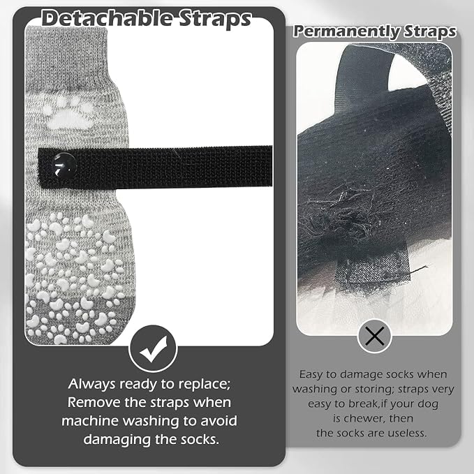 EXPAWLORER Anti Slip Dog Socks to Prevent Licking Paws, Dog Shoes for Hot Pavement, Dog Booties for Small Medium Large Senior Dogs, Traction Control Boots & Paw Protectors for Hardwood Floors
